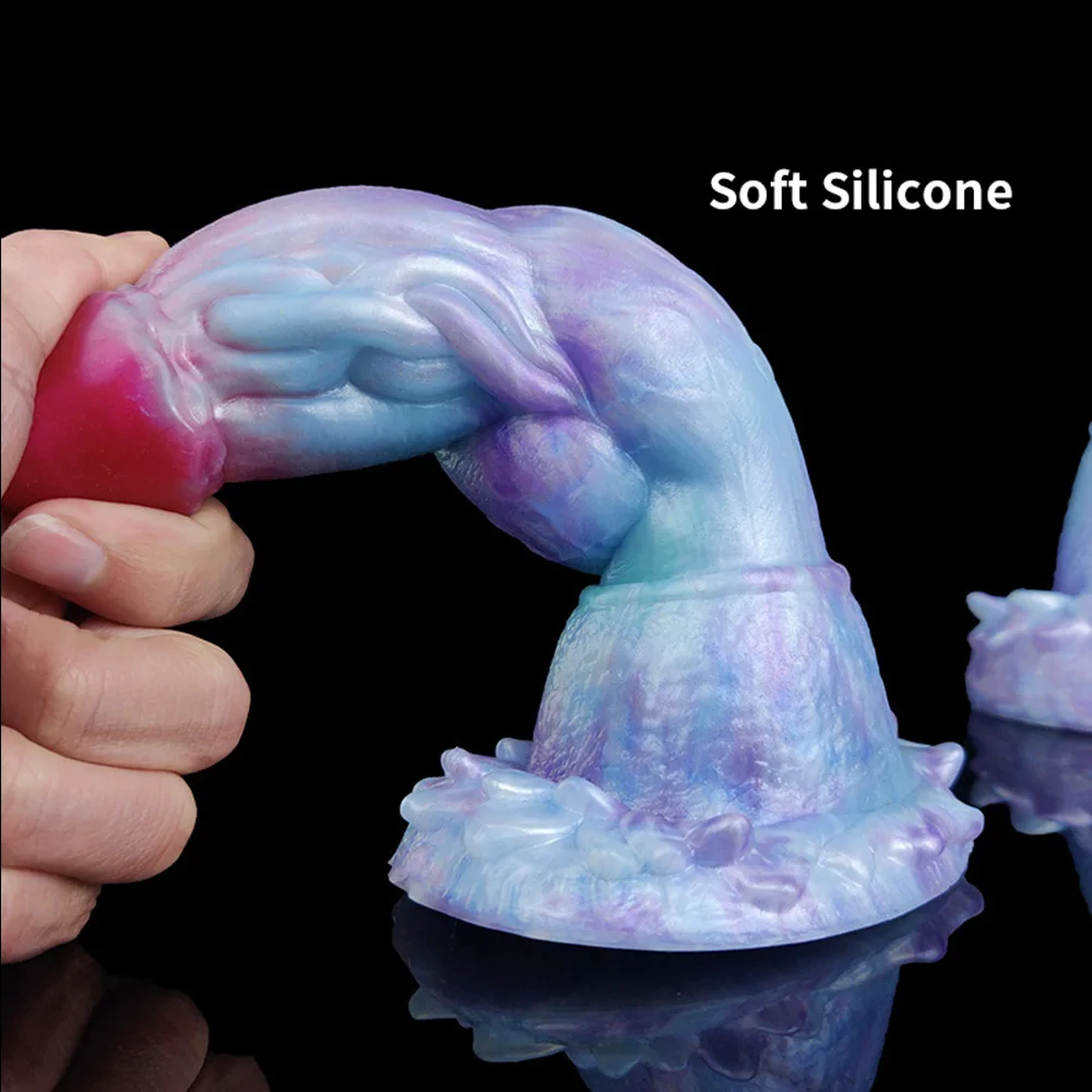 NNSX S/M/L Big Knot Ice Dragon Series Dildo With Suction Cup Cyan Beast Penis Vagina Anal Plug Gay Adult Sex Toy Masturbator