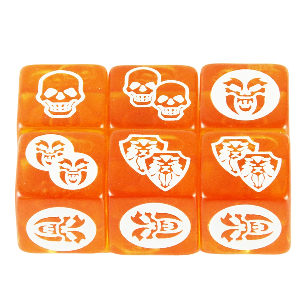 Dés de jeu de société transparents avec motif blanc, orange, D6, jeu de table, 4 pièces-10 pièces