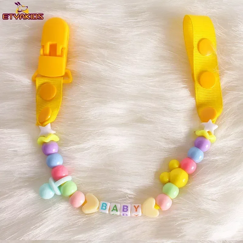 Clip per ciuccio per bambini Catena per capezzoli colorata Perline per neonati Catena per capezzoli per succhietto Ciucci anti-smarrimento per la cura dei capezzoli per massaggiagengive