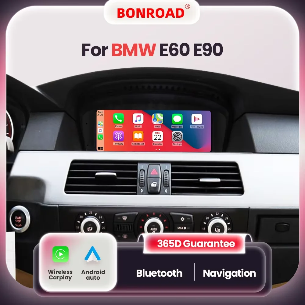 BONROAD CarPlay Screen Radio Android Auto Multimedia Player For BMW 5/3 Serie E60/E61/E62/E63/E90/E91/E92/E93/M3 CCC Mask CIC with Mirrorlink GSP Naviagtion Reverse Function