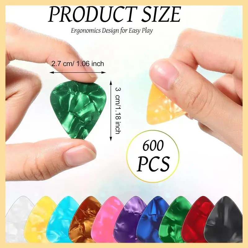 

600 Pcs Guitar Picks Celluloid Guitar Pick Plectrums Guitar Picks For Acoustic Guitar Includes 0.46Mm, 0.71Mm, 0.96Mm Well-Made