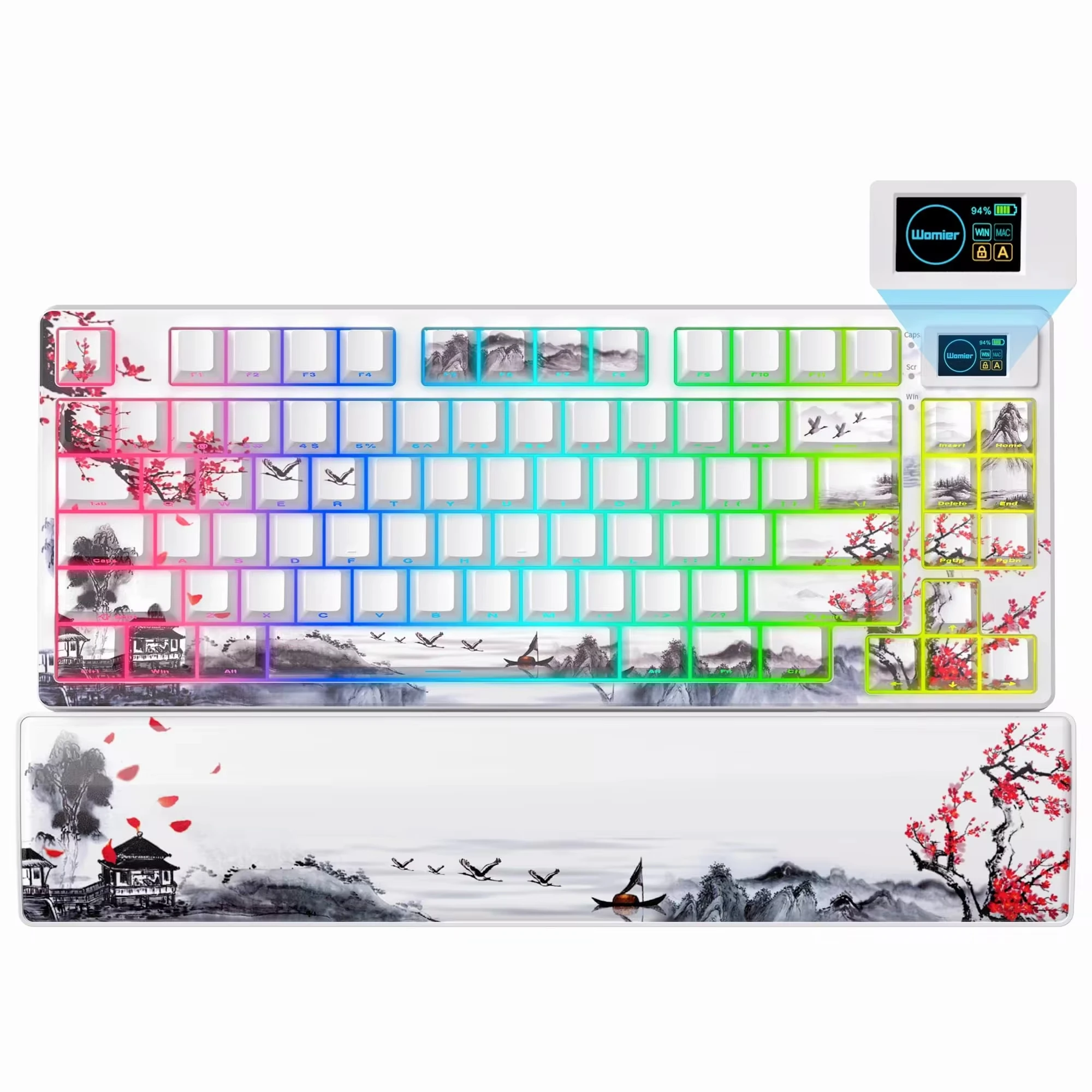 

Womier White SK80 PRO 3-Modes Wireless Gaming Keyboard OLED Display Mechanical Keyboard Hot Swap Gasket RGB Keyboard for Win/Mac