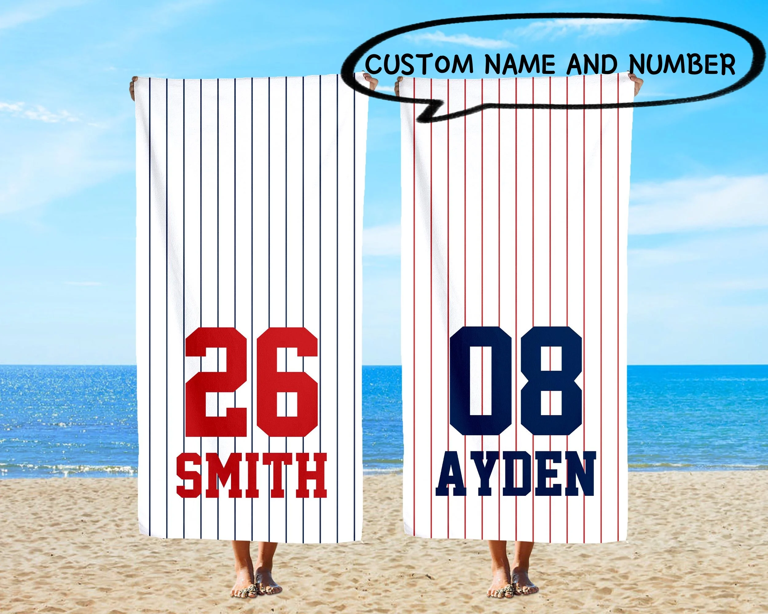 

Striped Custom Name Beach Towels Personalized Towel For Sports Swimming Pool Holiday Vacation Gifts Quick-Drying Bath Towels