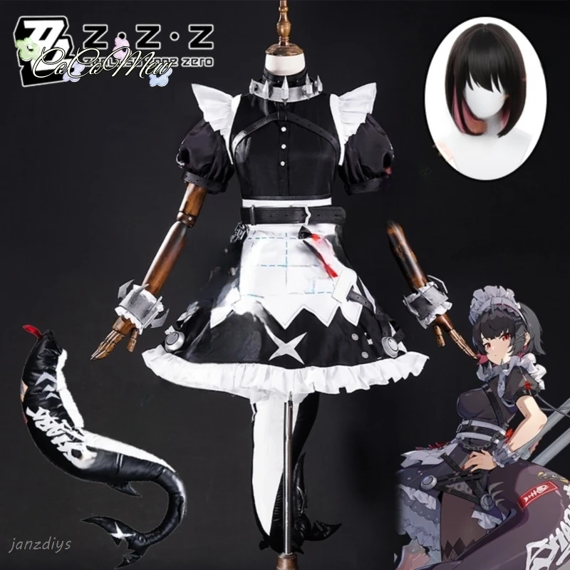 Zenless منطقة صفر إلين جو تأثيري حلي شعر مستعار خادمة فستان موحد الذيل فيكتوريا التدبير المنزلي جديد Eridu هالوين حفلة النساء