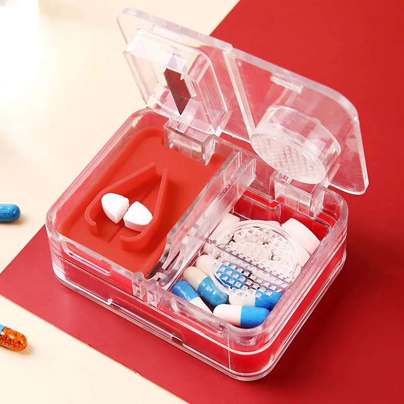 Medicine Box Pill Caplets Medicine Dose Tablet Cutter Splitter Divide Compartment Storage Box Portable Home Medicine Case Boxes