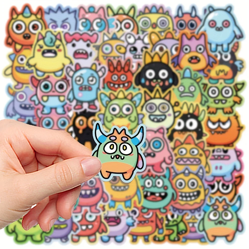50 cute little monster cartoon creative stickers, suitable for skateboard, guitar, luggage, refrigerator decoration
