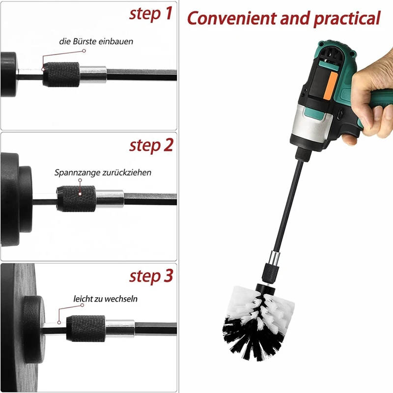 21Pcs Drill Brushes Attachment Set For Cleaning,All Purpose Scrubber Brushes With Extended Attachment