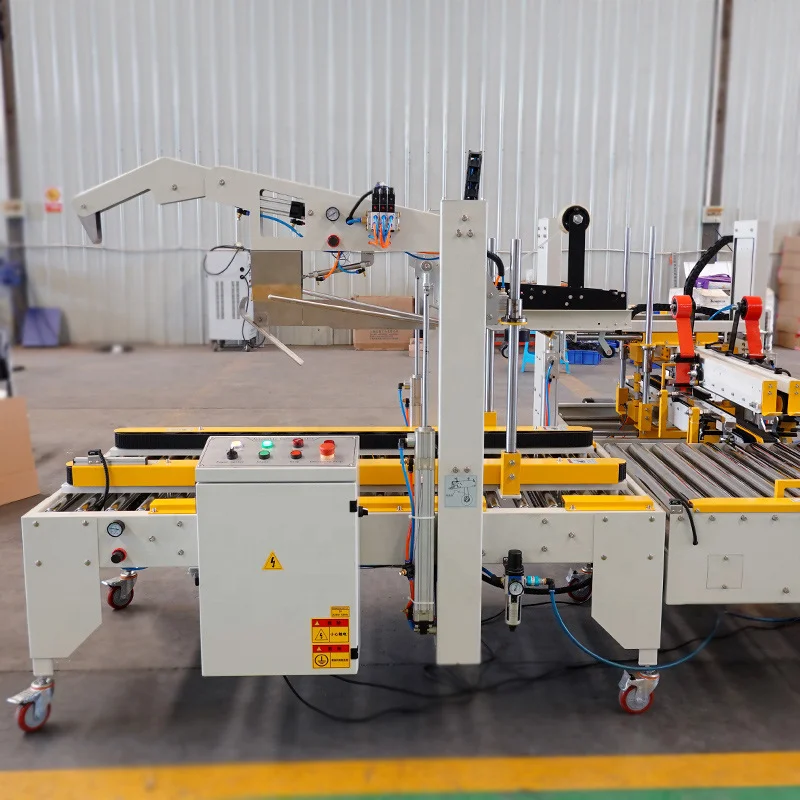 PLC Control Fully Automatic Adjust-Size Random Fold Flaps Carton/Box Sealing Tape Sealer Machine