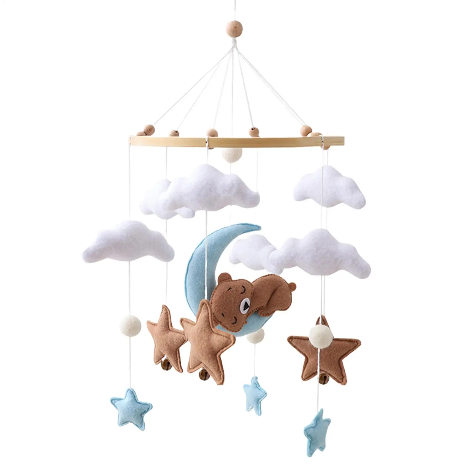 Mobile per bambini in legno 0-12 mesi sonaglio giocattoli sul letto neonati mobile per culla con carillon letto campana giocattoli appesi staffa per culla