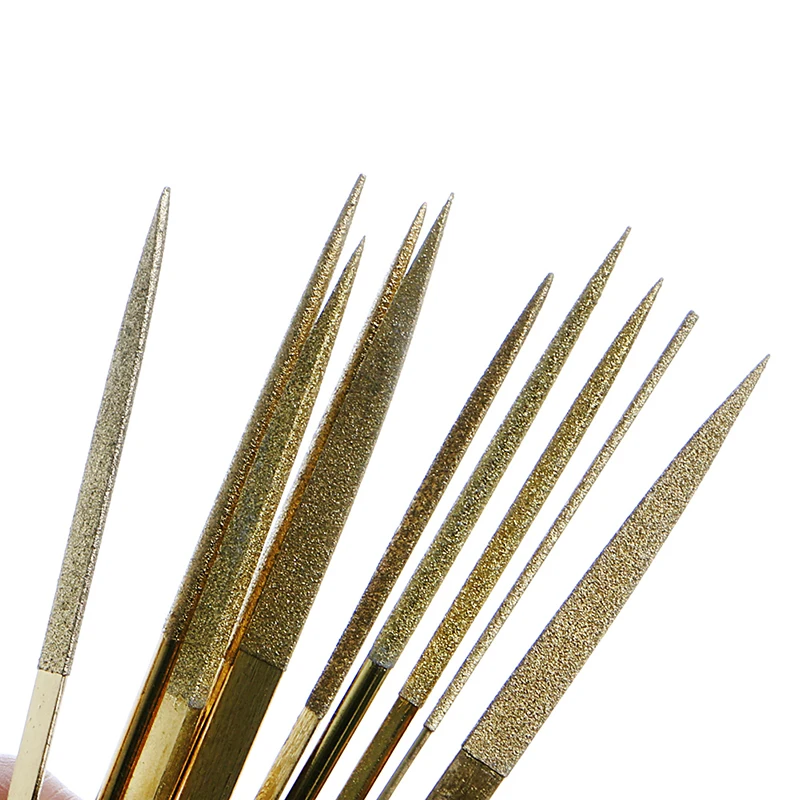 New 10Pcs Titanium Diamond Coating Needle Flat File Set Metal Working Craft Tool Arrow Ratchets