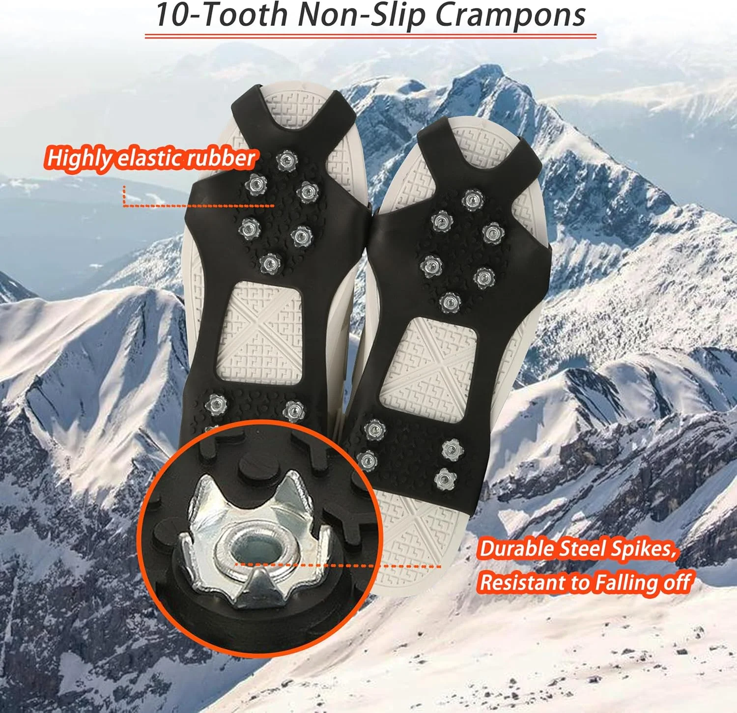 

10 Tooth Non Slip Crampons Enhanced Ice Grip and Durability for Outdoor Adventures,Ice Cleats Ice Cleats for Shoes & Boots Shoe