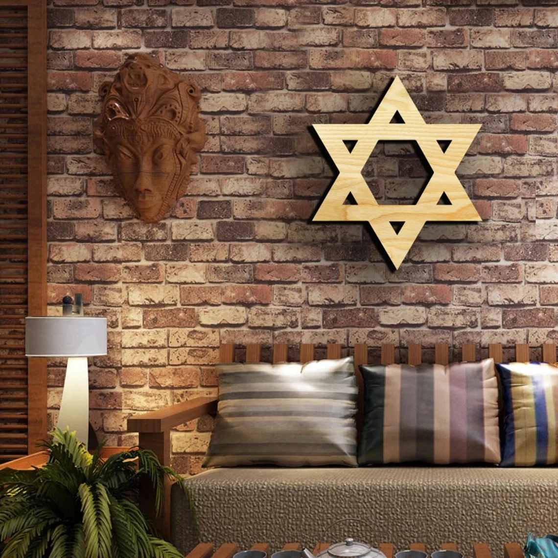 Star of David wooden wall decor,decoration for living room,kitchen,bedroom,entryway,garage,office,symbol,Jewish Magen Hebrew