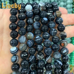 Dark Night Faceted Black Striated Agates Natural Stone beads For Jewelry Making DIY personality Accessories15