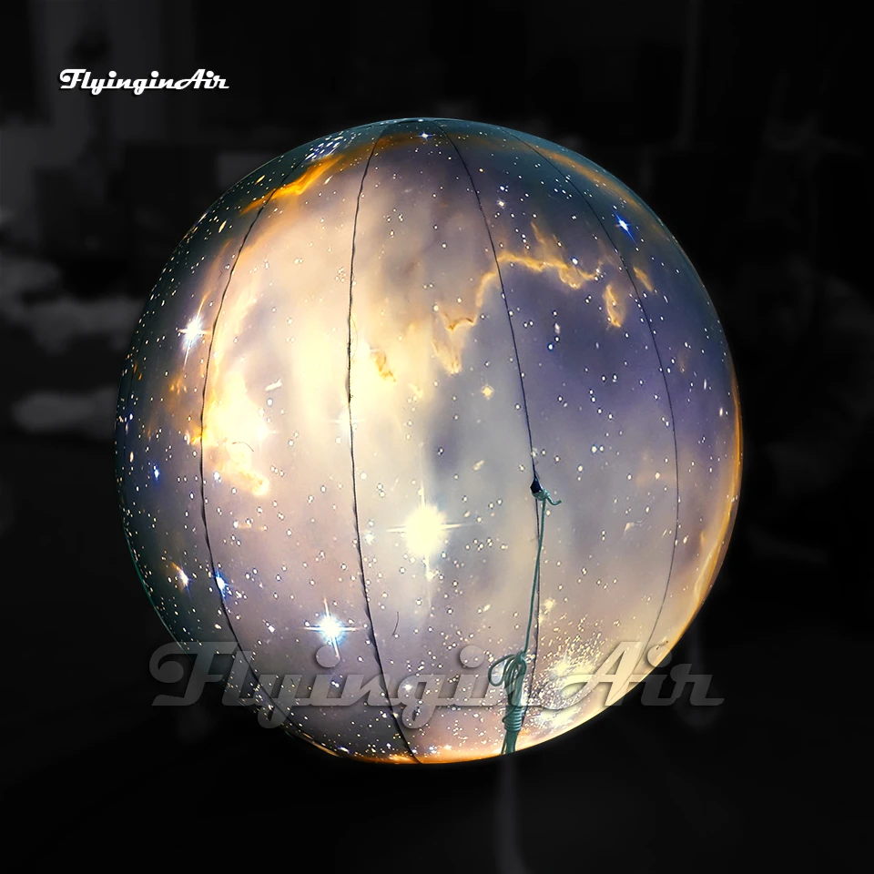 Personalized Lighting Inflatable Planet Balloon Full Printing Celestial Body Ball For Club Party Decoration