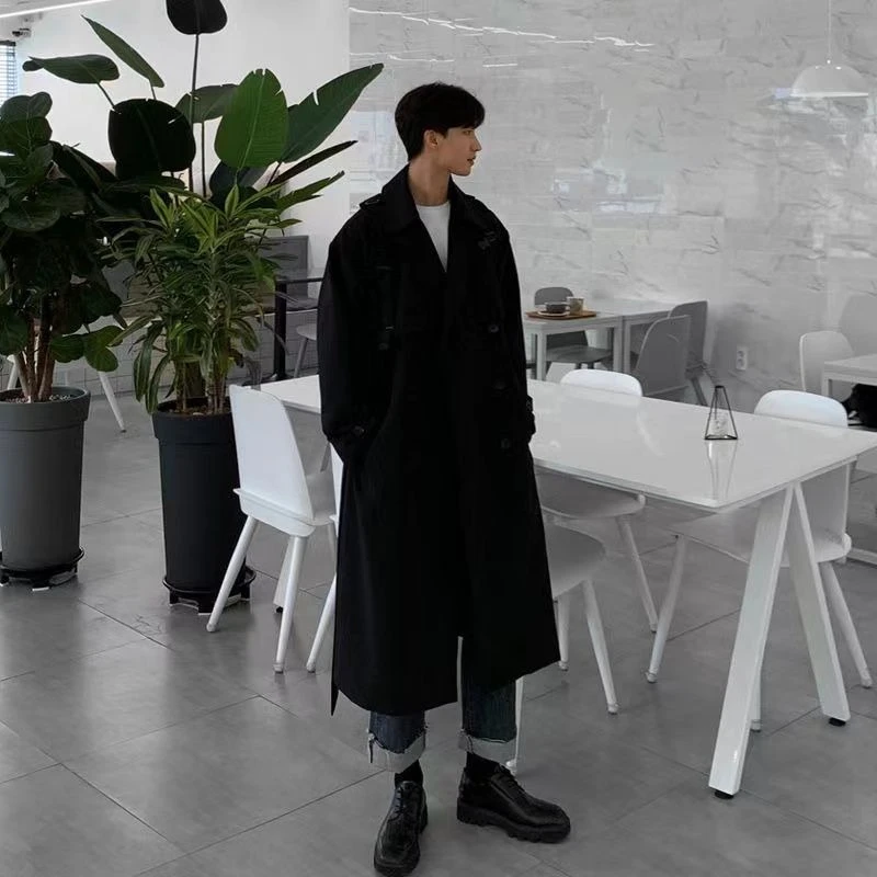 

Unisex Korean Trench Coat Long Loose Waterproof Winter Coat​