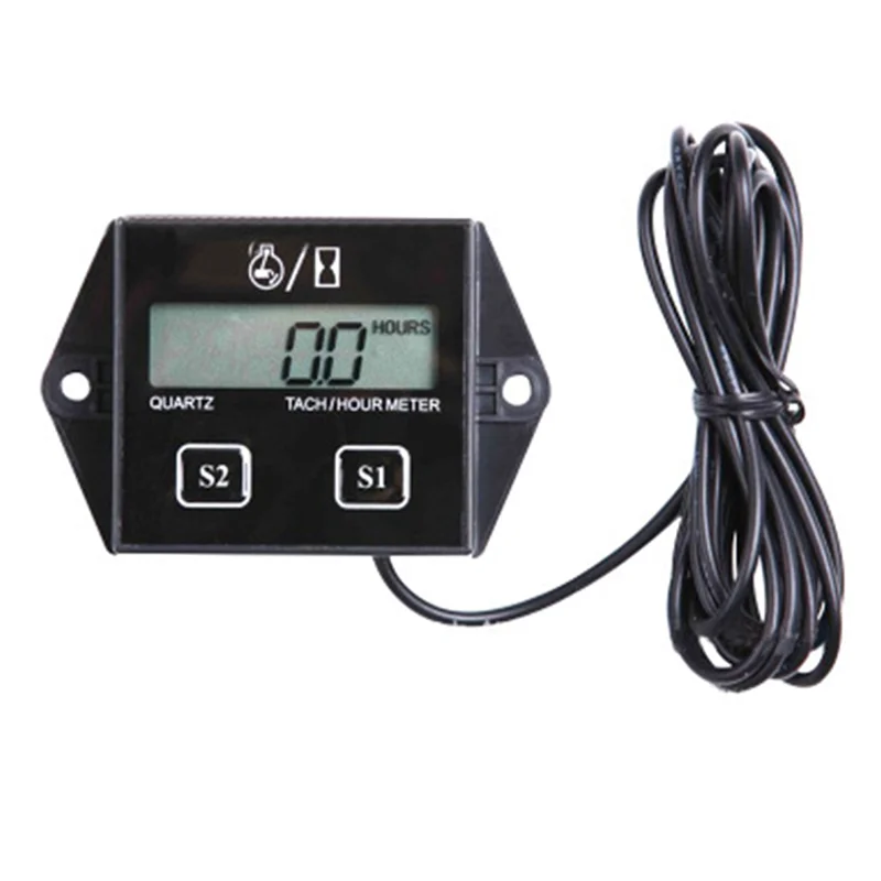 

Digital Display Tachometer Timer Engine Tach Hour Meter Gauge Inductive Car Stroke Engine LCD Display for Car Motor Boat
