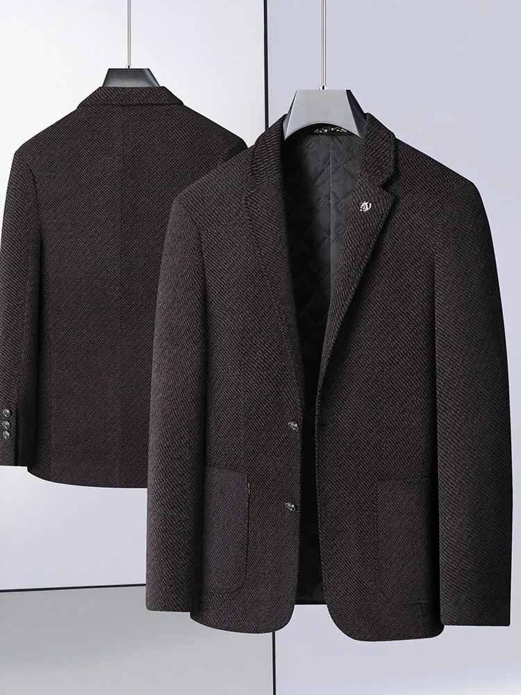 

Осенне-зимний костюм из утепленного хлопка, повседневный деловой костюм, мужской, больших размеров, свободного кроя, теплая верхняя одежда, формальная одежда