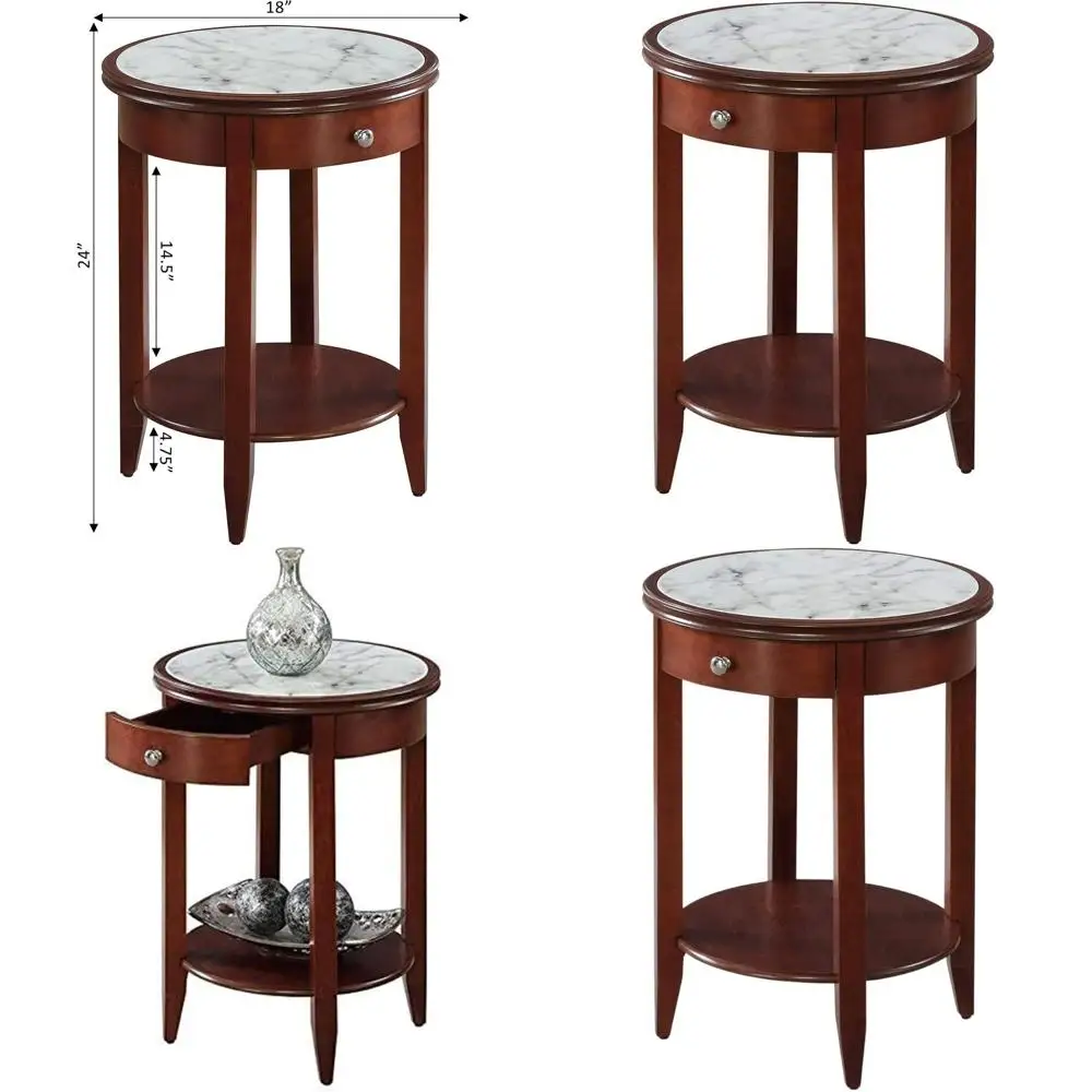 

Baldwin Mahogany End Table with Drawer, Faux Marble Accent