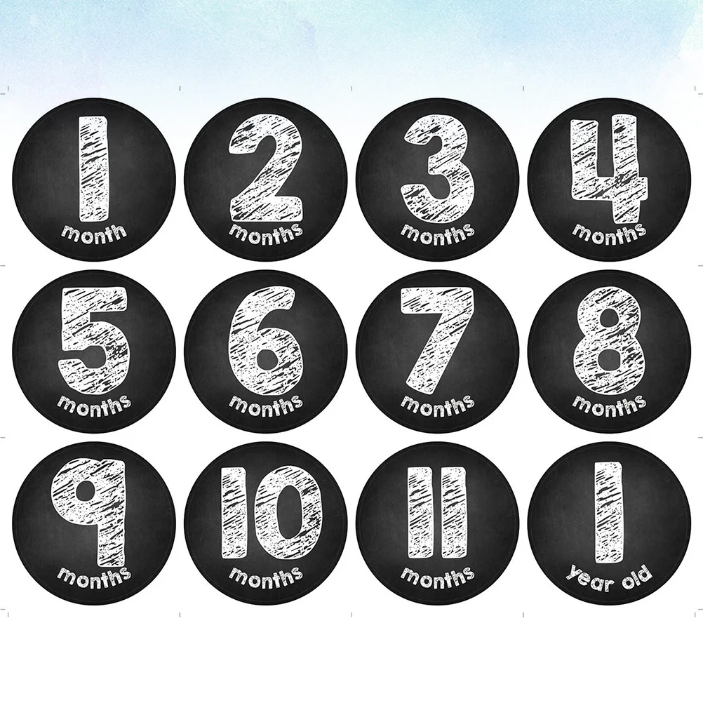 

12 Simple Design Month Stickers Baby Shower Birthday Photo Props Safe Long Term Use Decorative Decals Month Sticker