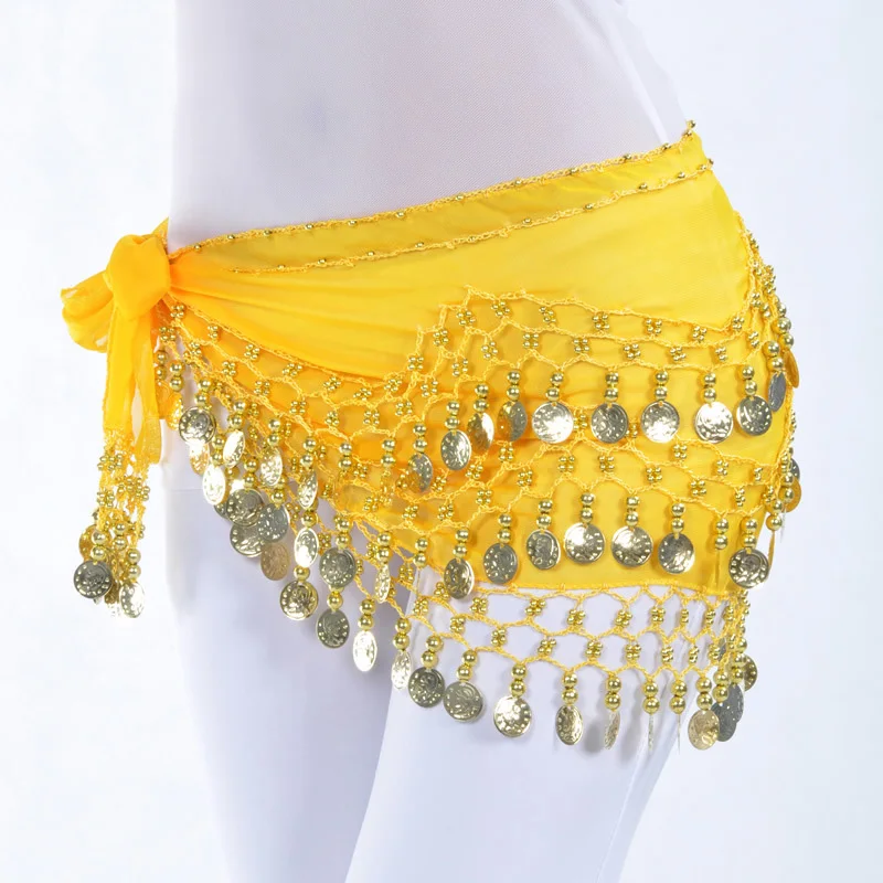 Lady Vrouwen Buikdans Hip Sjaal Accessoires 3 Rij Riem Rok Met Gouden Bellydance Tone Munten Taille Keten Wrap Volwassen dans Slijtage