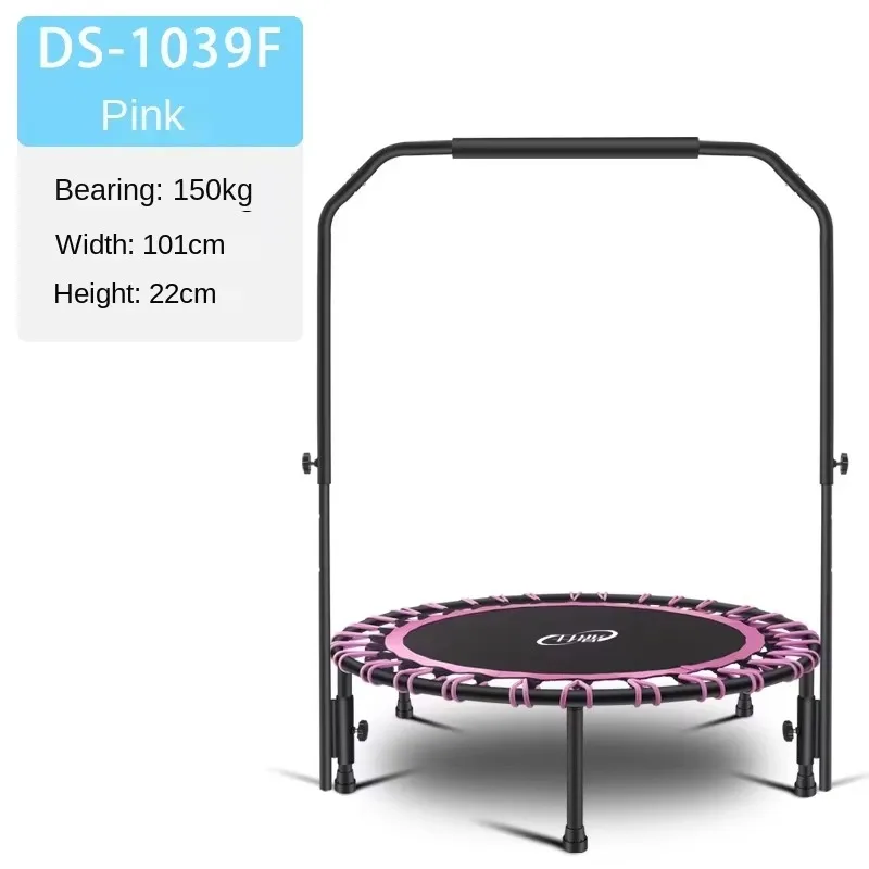 

Mini Foldable Fitness Trampoline for Kids & Adults - Adjustable Handrail, Quiet & Stable Rebounder for Training