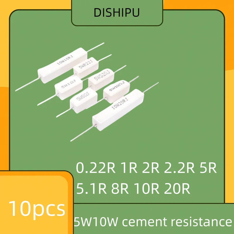 

10pcs 5W10W cement resistance 0.22R 1R 2.2R 5R 5.1R 10R 20R 2R 8R 5% resistor