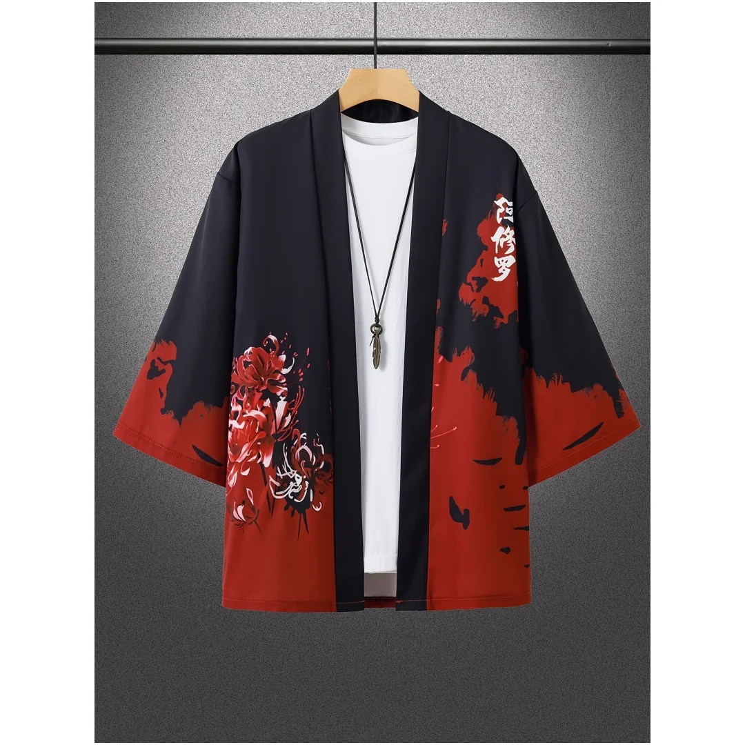 

Кимоно унисекс, черно-белый дракон, 3D принт, топ, модный повседневный кардиган, наряд юката, японская уличная одежда, традиционная одежда