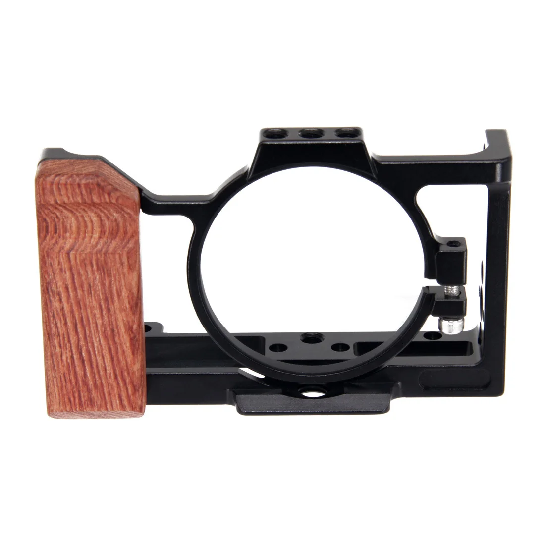 ZV1 Camera Cage with Wooden Handgrip Multi-hole Aluminium Alloy for Sony ZV-1 ZV1 Video Vlog Shooting Rig Stabilizer