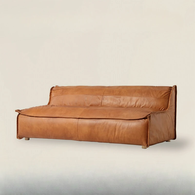 Retro leather toast sofa cowhide double position