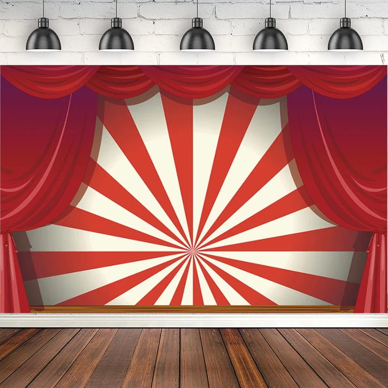 Photography Backdrop Circus Carnival Poster Stripe Curtain Birthday Party Decor Photo Background Banner