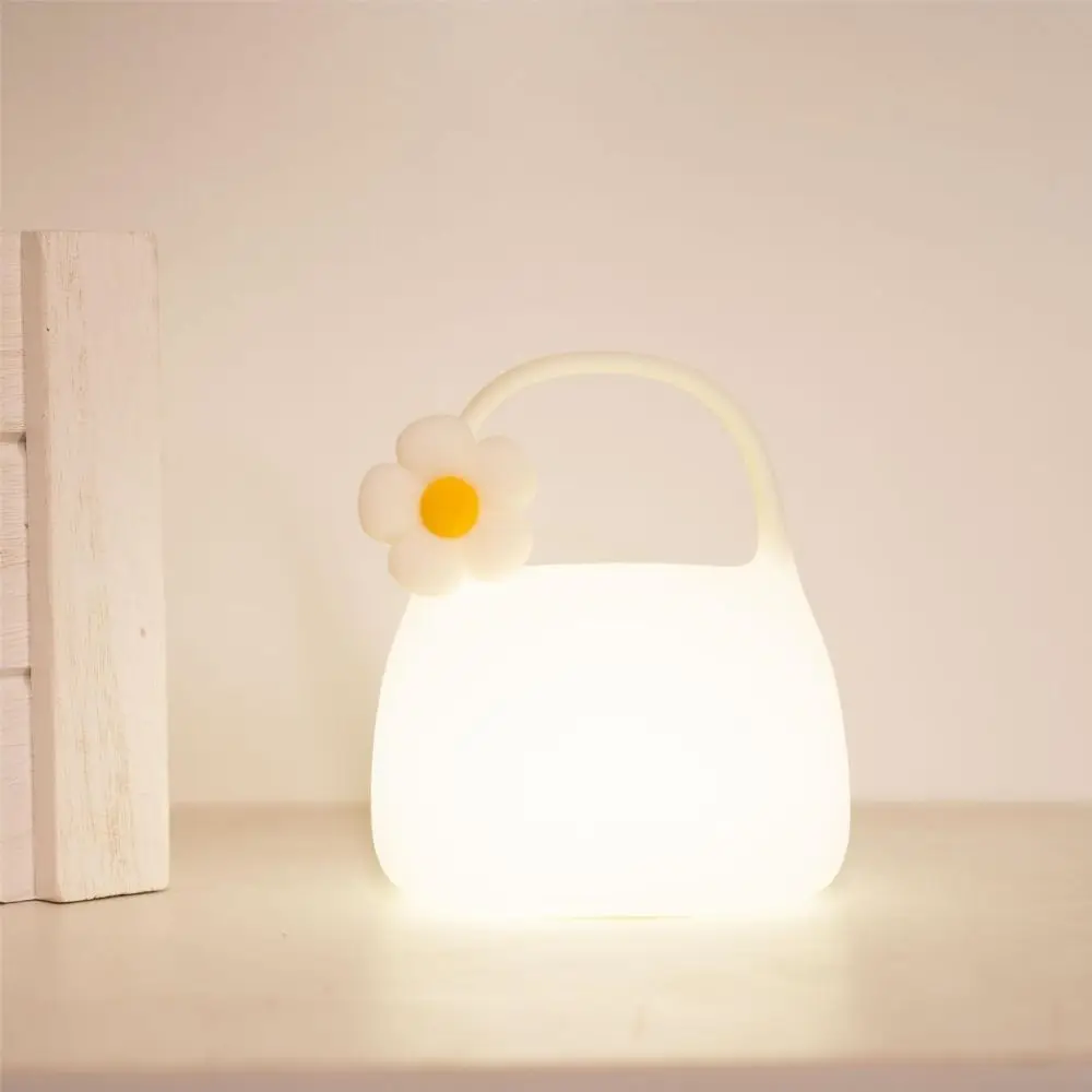 Cute Soft Light Handbag Night Light Pat Dimming Charging Touch Lamp Silicone Rainbow Color Sleeping Nightlight Bedside