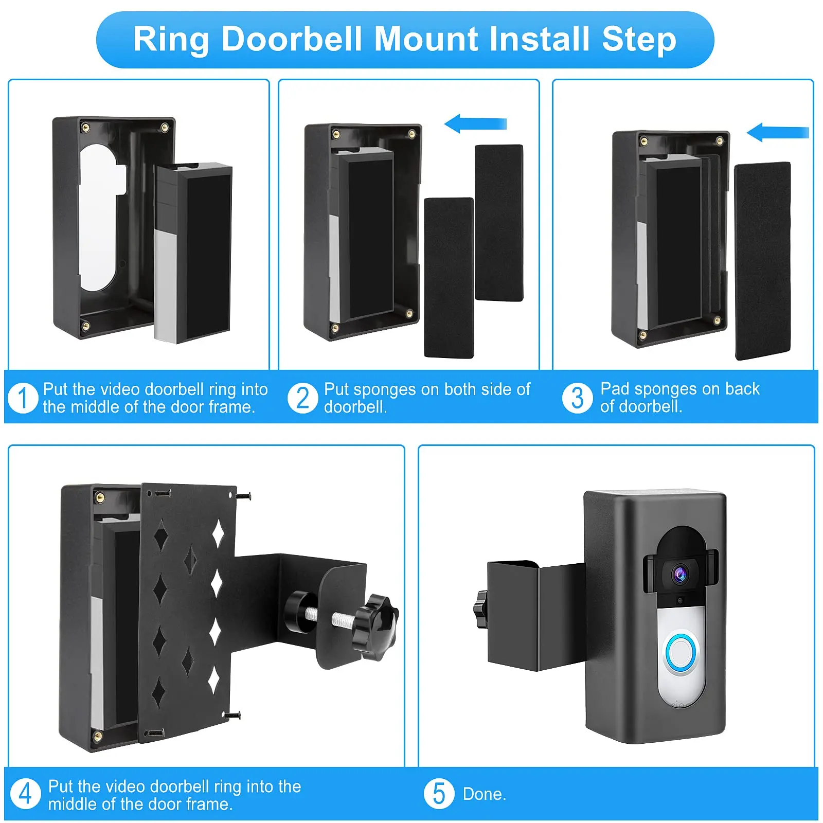 Anti-Theft Doorbell Mount Video Doorbell Door Mount for Compatible with Ring Video Doorbell 4/3/3 Plus/2/1/2020 2021 Pro Pro 2