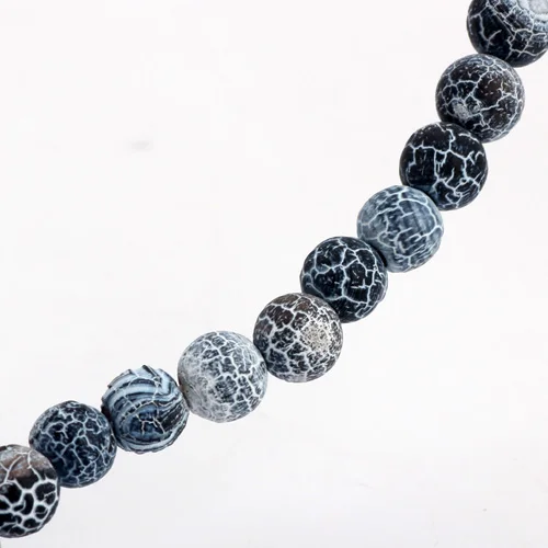 Olingart 6MM/8MM/10MM Zwart Mat Wit Gestreepte Natuursteen Kralen DIY Ketting Sieraden Maken