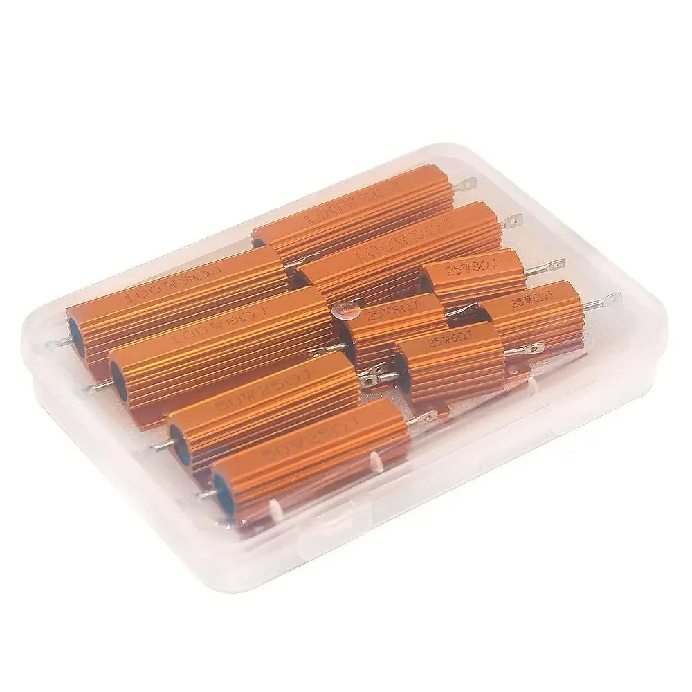 

10pcs/lot25W 50W 100W CarLoad Resistance LED Decoder Brake Turn Signal Light Aluminum Power Metal Shell Case Wirewound Resistor