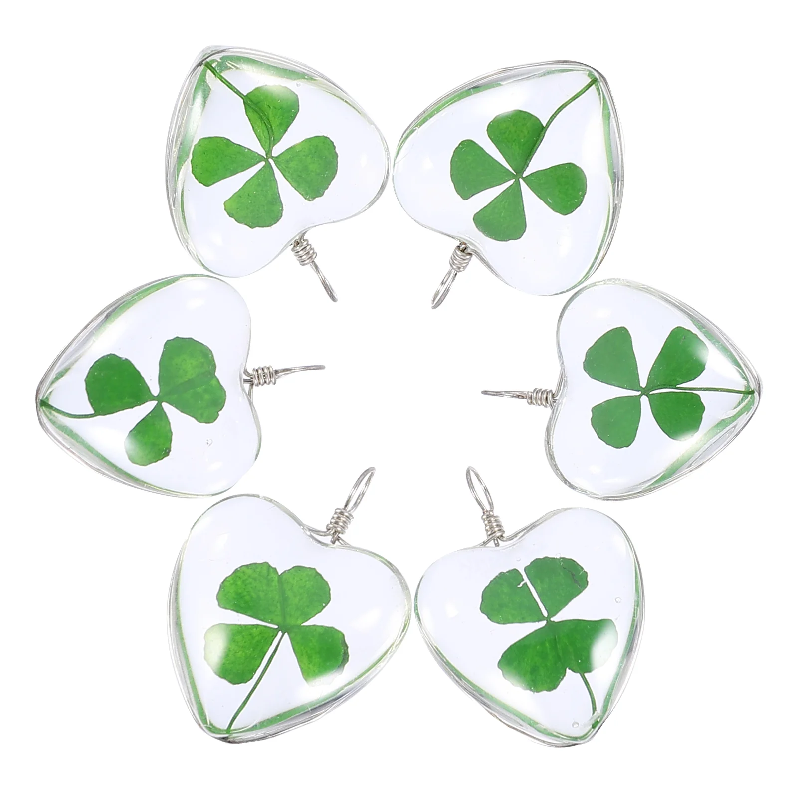 6 Pcs Flower Necklace Four Leaf Pendant Jewelry Charm Heart 300X250X050CM Key Chain Man