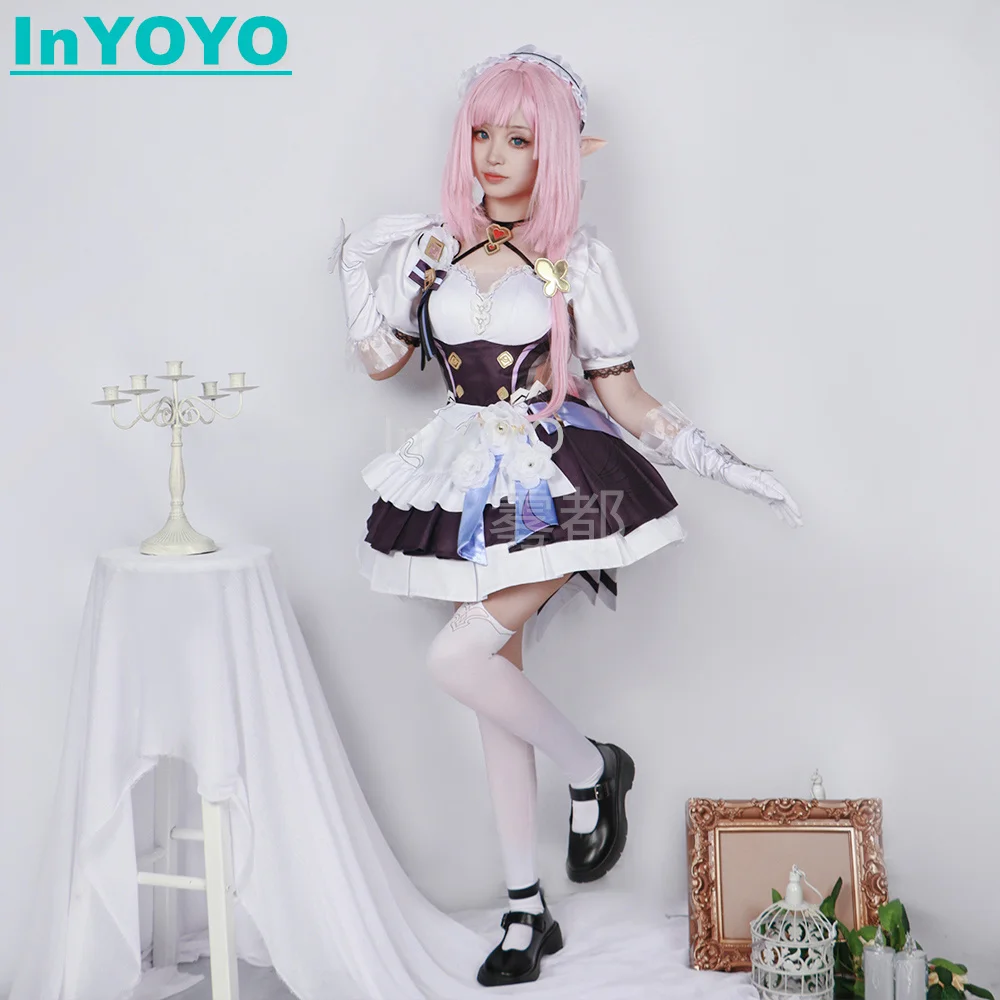 

InYOYO Elysia Honkai Impact 3rd Cosplay Costume Miss Pink Fairy Sweetheart Maid Uniform Dress Halloween Party Outfit Women XS-3X