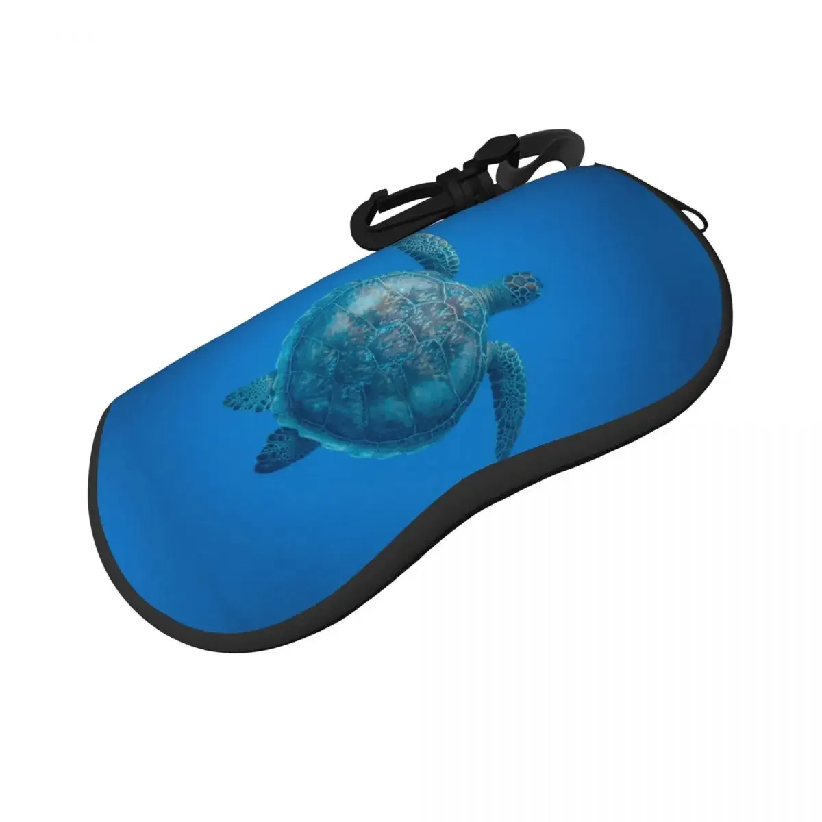 Portable Eyewear Case Turtle Swimming Sea Sunglasses Soft Case Glasses Box with Lanyard Zipper Eyeglass Case