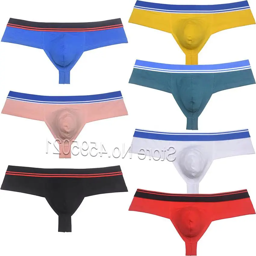 

Men's Cotton Micro Boxer Briefs Thong Underwear String Hipster Male Beach Shorts Bulge Pouch 1/3 Buttocks Skimpy Sporty Micro