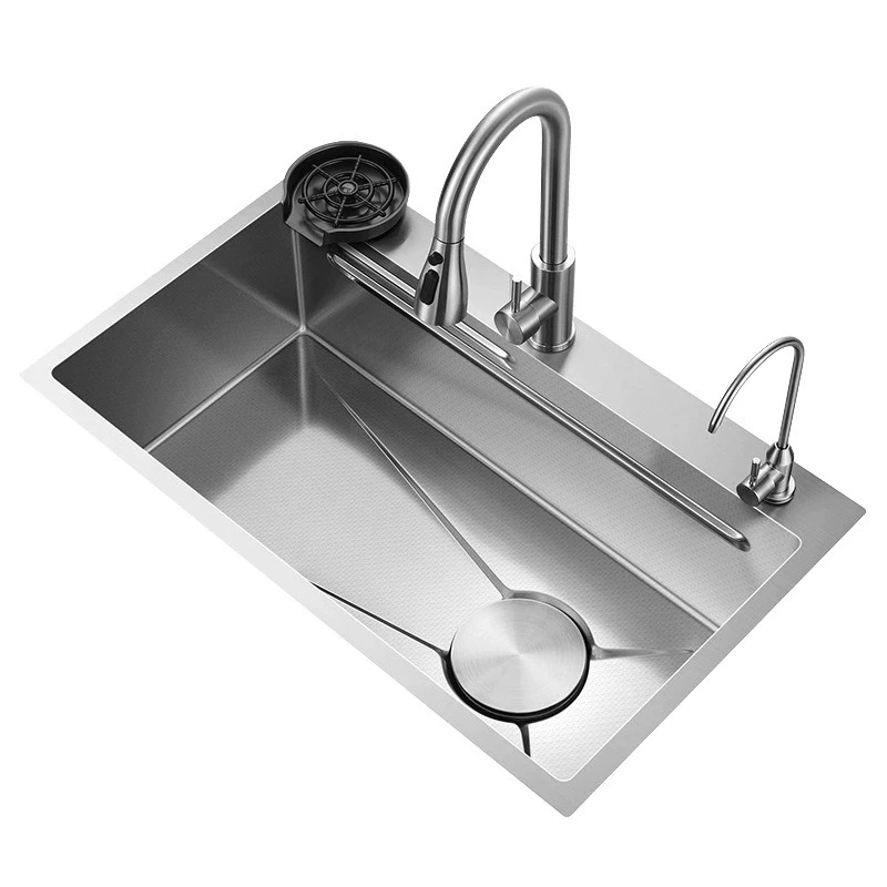 Stainless steel vegetable washing basin large single slot Taichung basin thickened vegetable washing basin side water basin