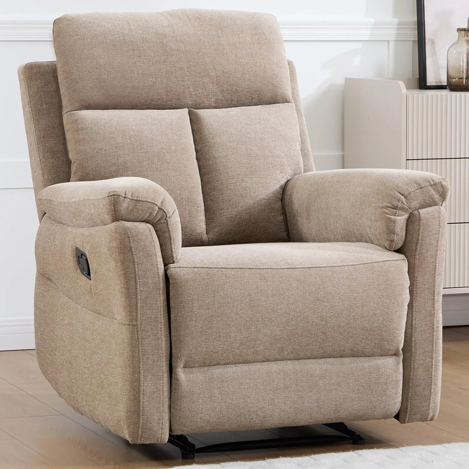 Manual Recliner Chair, Soft Fabric Recliner Chair for Adults with Overstuffed Arms and Back, Single Sofa for Living, Customized
