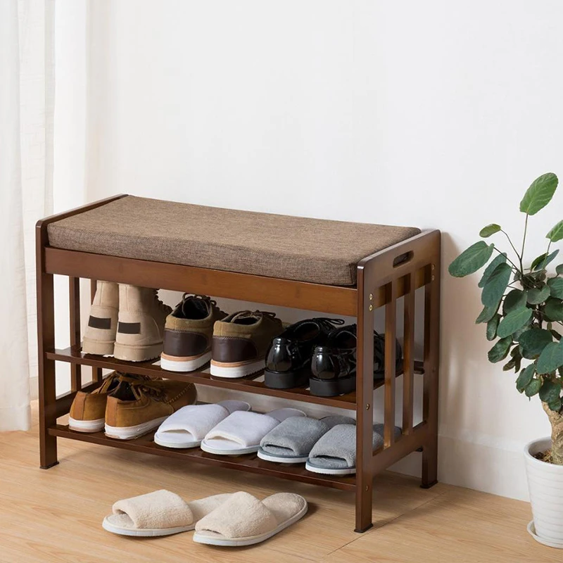 Factory Direct Bamboo Shoe Rack 3-Tier Shelf Shoe Rack Bamboo Shoe Bench