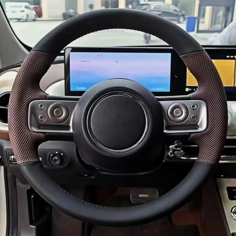 

Car Steering Wheel Cover Non-Slip And Soft Microfiber Leather For Wuling Hongguang gb mini mini ev Steering-Wheel Cover Wrap