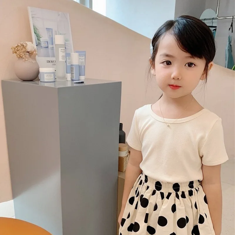 Girls' T-shirt Comfortable Bareback Ribbon Top Bottom Shirt 2025 Summer New Style T-shirt