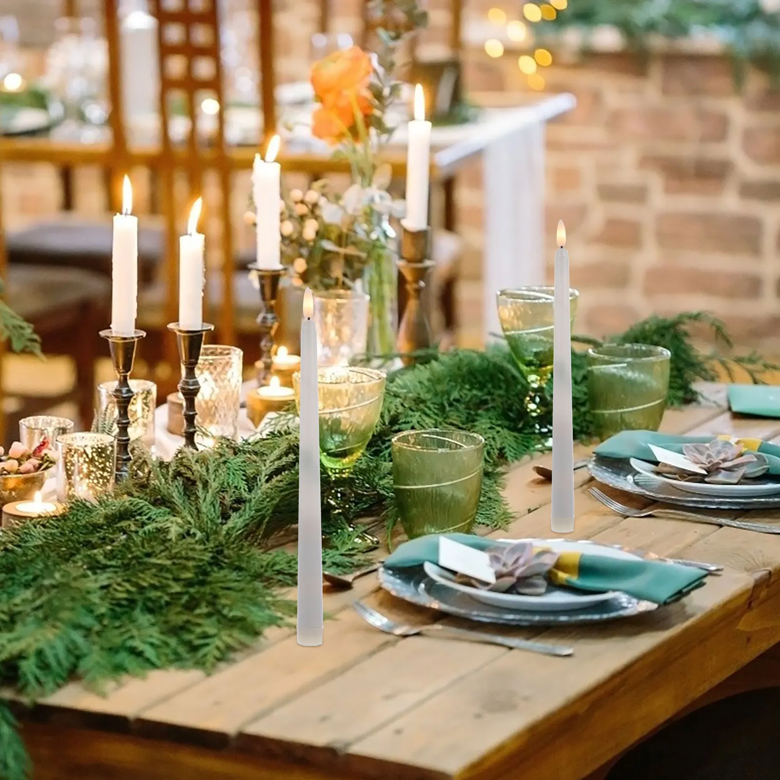 

6pcs Led Flameless Taper Candles Operated Light Wedding Christmas Decor Remote Long Candlesticks Bright Warm