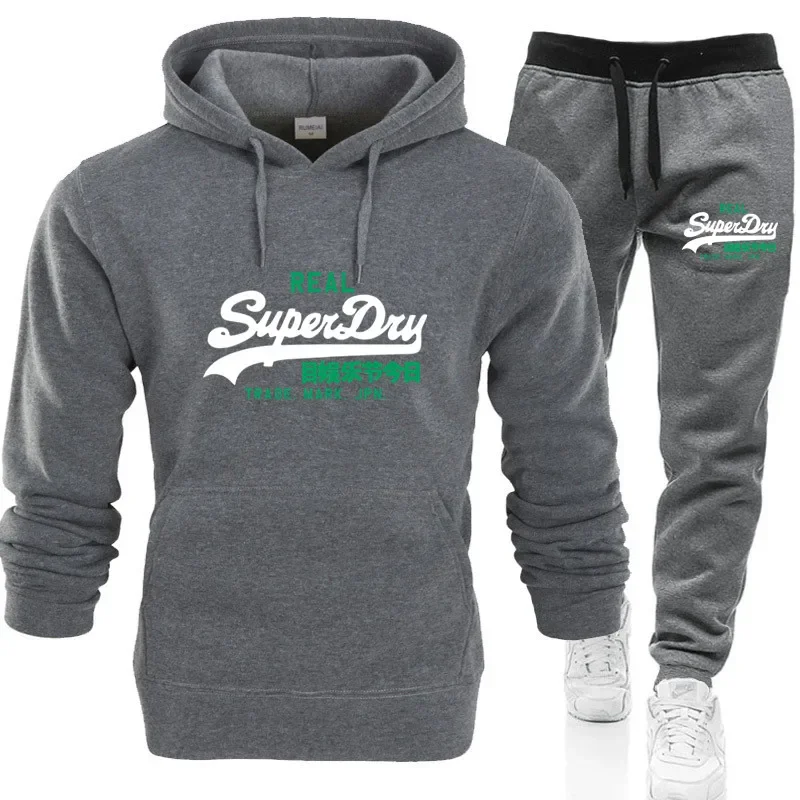 

2025 New European and American element printed autumn and winter men's sweatshirts, pants, sweatshirts, two-piece sets, streetwe