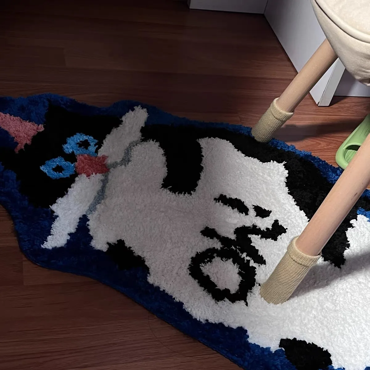 Cartoon Flocking Rug Cat Shaped Door Mat Home Bedroom Cat Floor Mats Living Room Sofa Children's Room Non-Slip Tufting Carpet