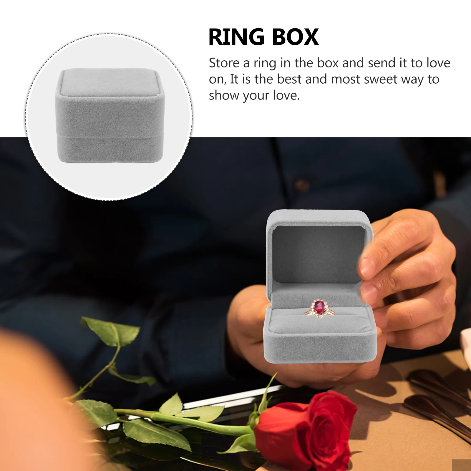 

3 шт. байковые коробки для колец, портативная витрина для хранения ювелирных изделий, подарочная упаковка для свадьбы и помолвки