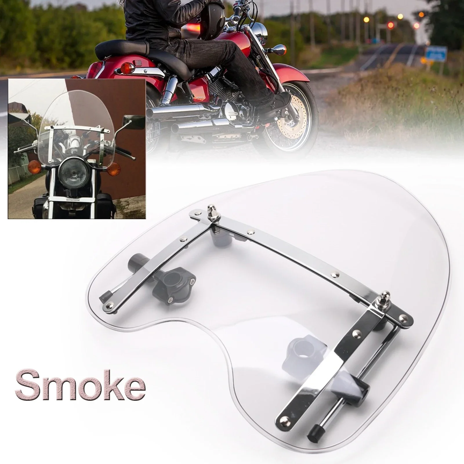 17/19 Zoll Motorrad-Windschutzscheibe Universal für Harley Sportster Dyna XL883 XL1200 für Honda Yamaha Suzuki Cruiser – Detail 5