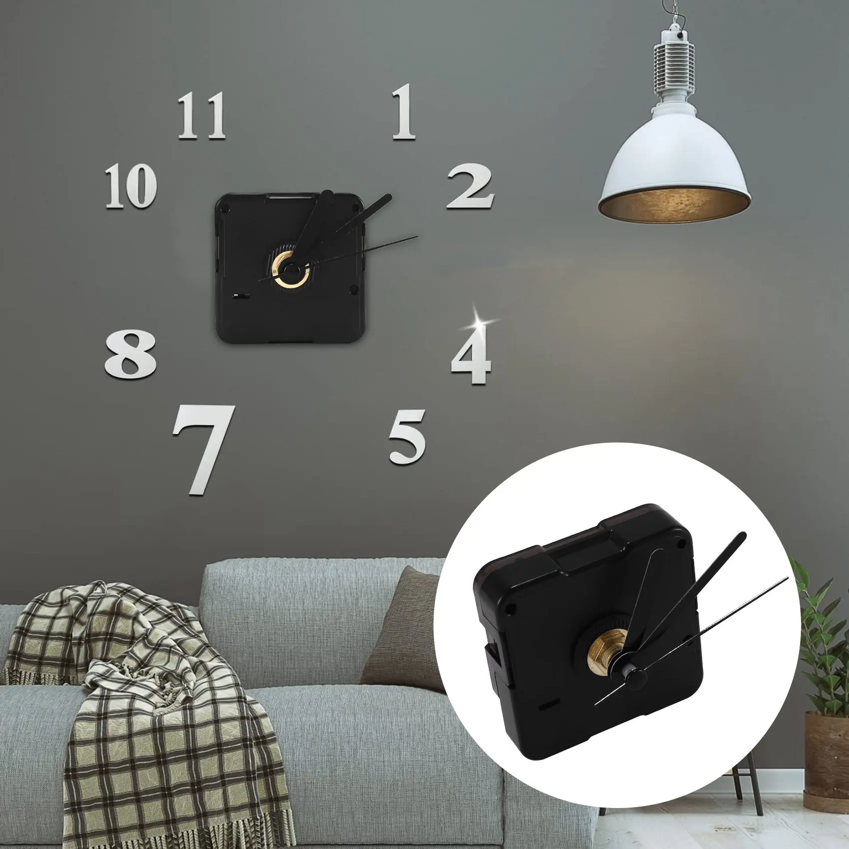 Movimento do relógio com ponteiros curtos, espessura máxima do mostrador de 4/25 polegadas, comprimento total do eixo de 3/ 5 polegadas