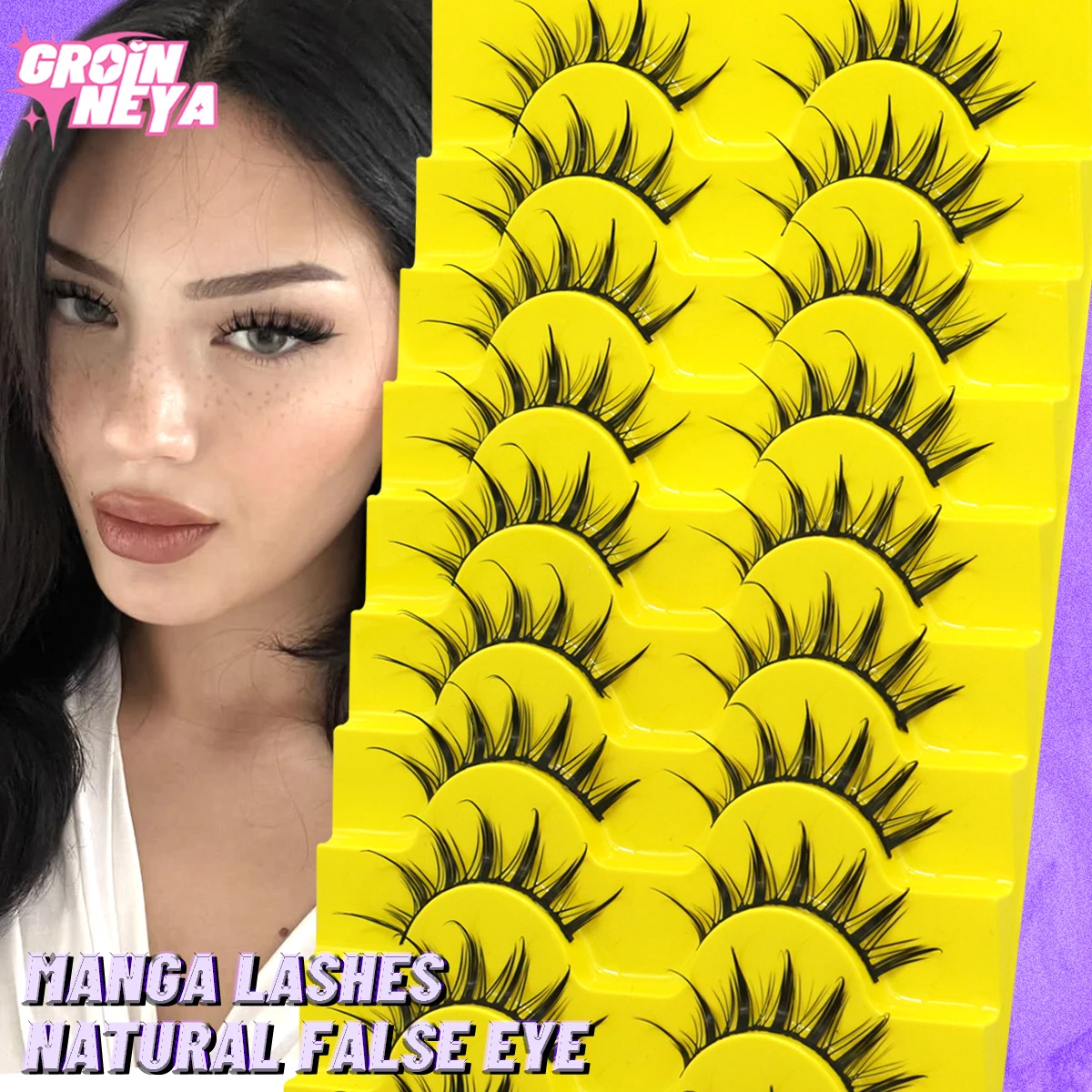 湿度NE-3Dつけまつげ,ナチュラルエクステンション,マンガまつげ,箱入り,ボリューム,5, 7, 9ペア